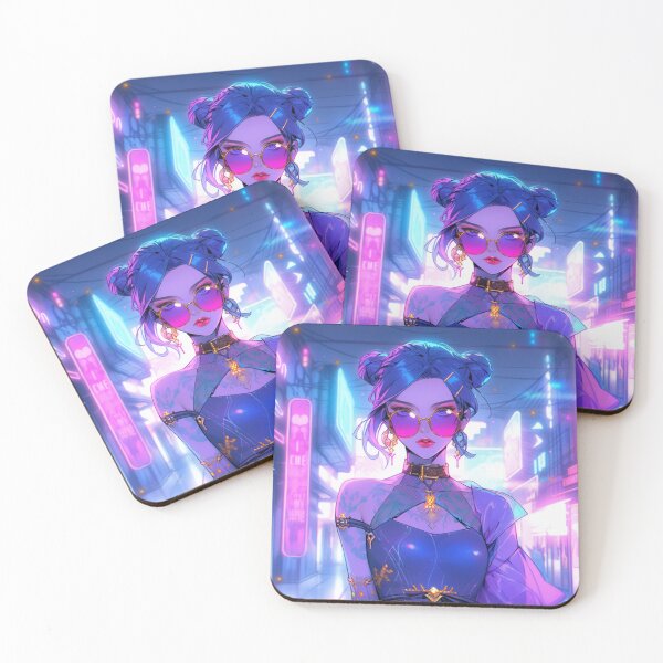 Item preview, "90s Cyberpunk Anime Girl Olivia in Miami Nightlife: A Fusion of Nostalgia and Neon Glamour! designed and sold by RIAiCreations.