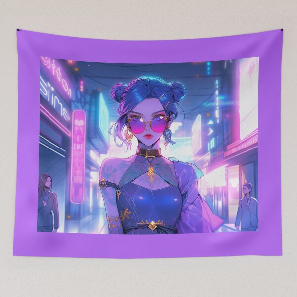 Item preview, "90s Cyberpunk Anime Girl Olivia in Miami Nightlife: A Fusion of Nostalgia and Neon Glamour! designed and sold by RIAiCreations.