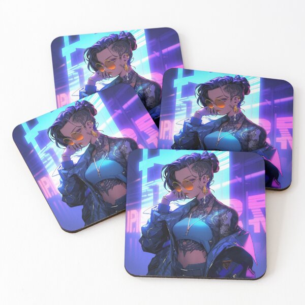 Item preview, 90s Cyberpunk Anime Girl Ava in Miami Nightlife: Nostalgia Meets Neon Glamour! designed and sold by RIAiCreations.