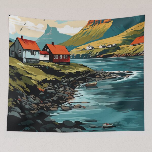 Item preview, A Pop Art Travel Print of the Faroe Islands - Denmark designed and sold by StudioRedKoala.