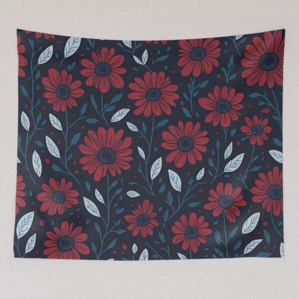 Item preview, Red and Black Daisy Pattern designed and sold by SynthiPrint.