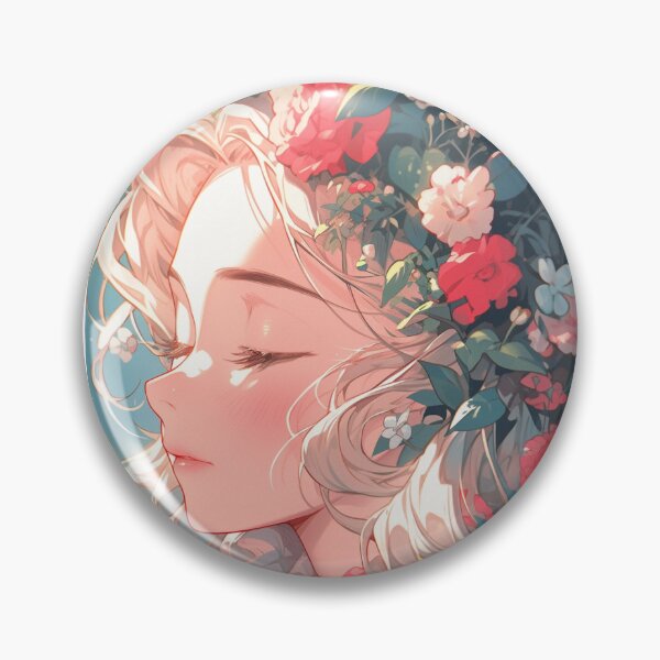 Item preview, Woman crowned with roses and various flowers designed and sold by lune-art.