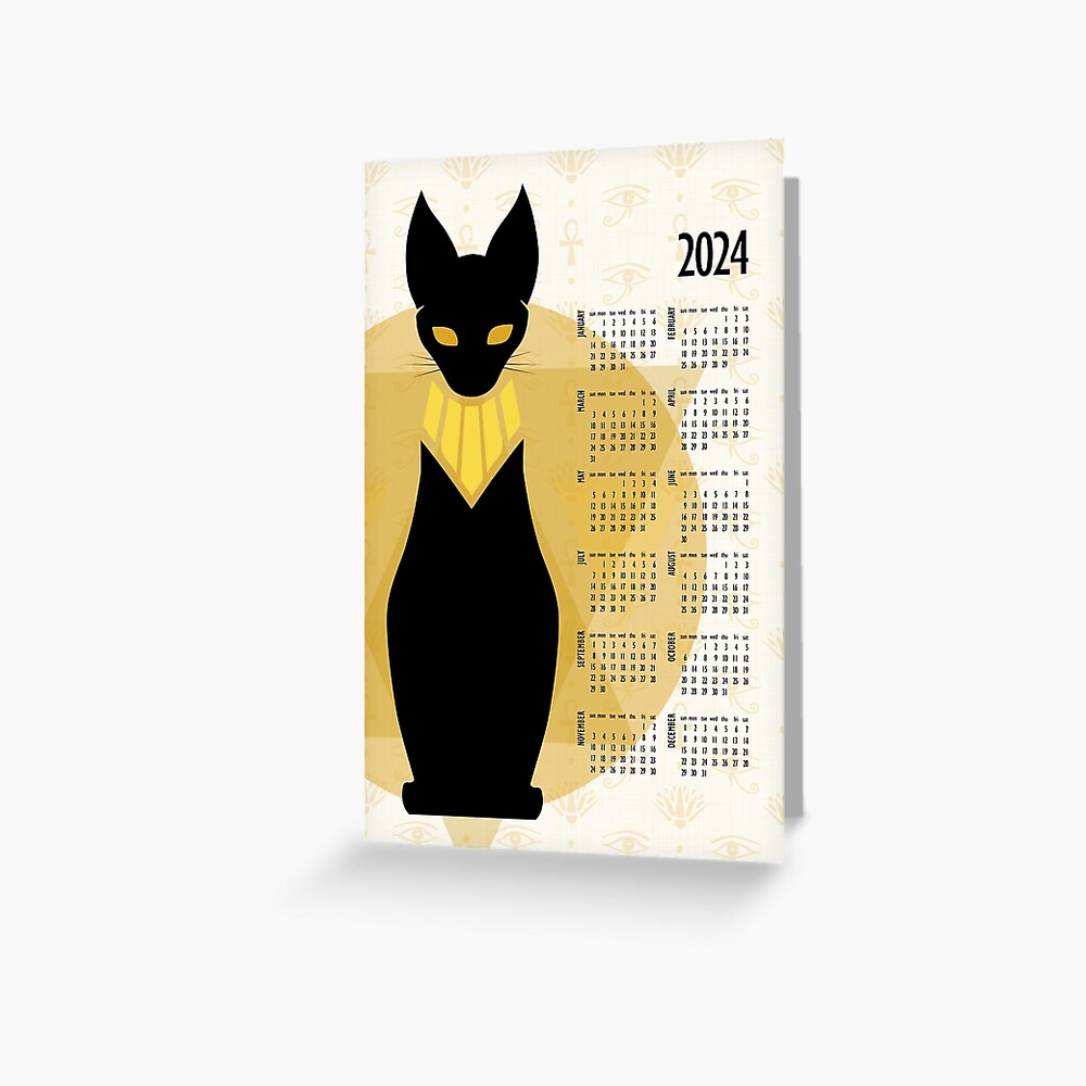 Impression photo for Sale avec l'œuvre « Calendrier des chats 2024 - Chat  noir égyptien » de l'artiste Lucia Fontes