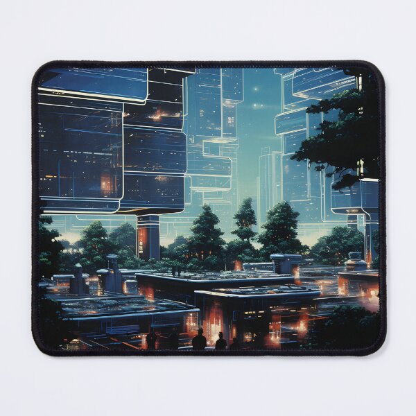 Item preview, Futuristic Utopian Cityscape with Glass Facades of Skyscrapers and Night Sky designed and sold by Je-we.