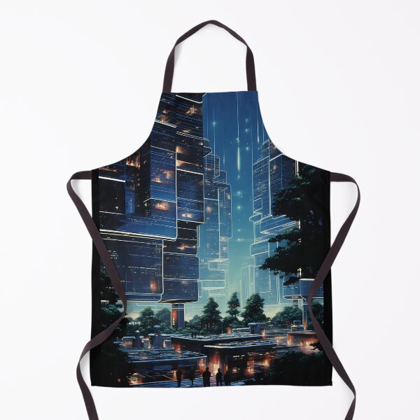 Item preview, Futuristic Utopian Cityscape with Glass Facades of Skyscrapers and Night Sky designed and sold by Je-we.
