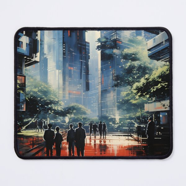 Item preview, Futuristic Utopian Cityscape with Glass Facades of Skyscrapers and Green Spaces designed and sold by Je-we.