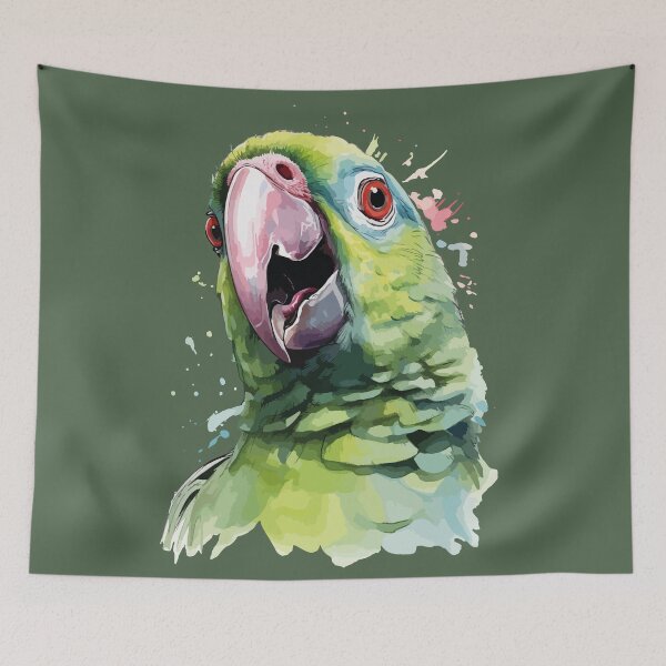 Item preview, Funny green parrot head - art print designed and sold by Capictures.