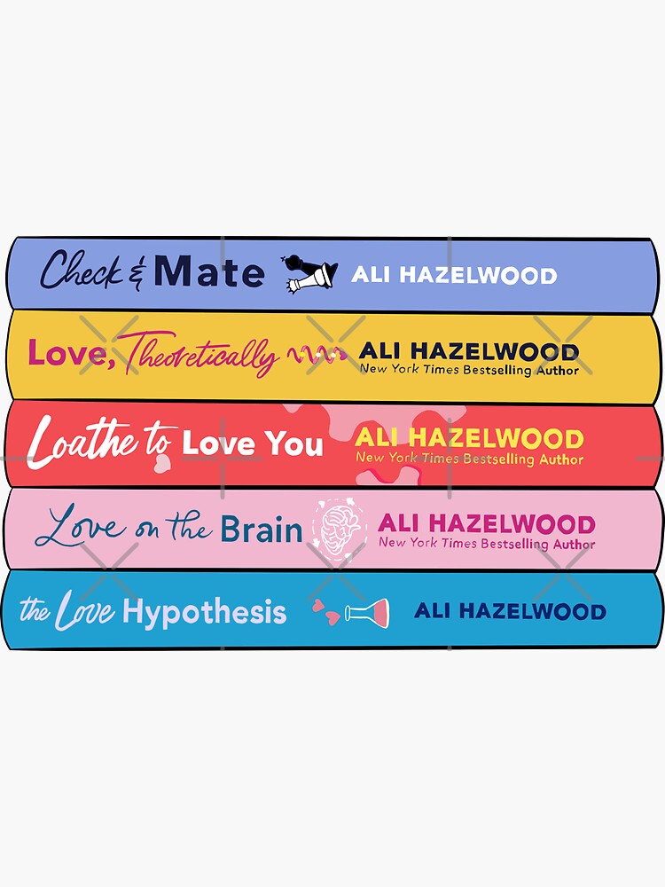 Ali Hazelwood book stack Sticker for Sale by PaintedByJamie
