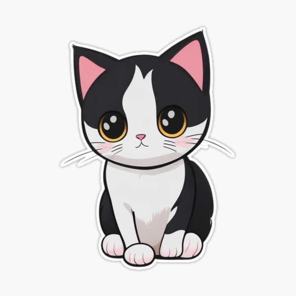 Simple Black Cat Sticker, HQ3, Black Cat, Cute, Adorable