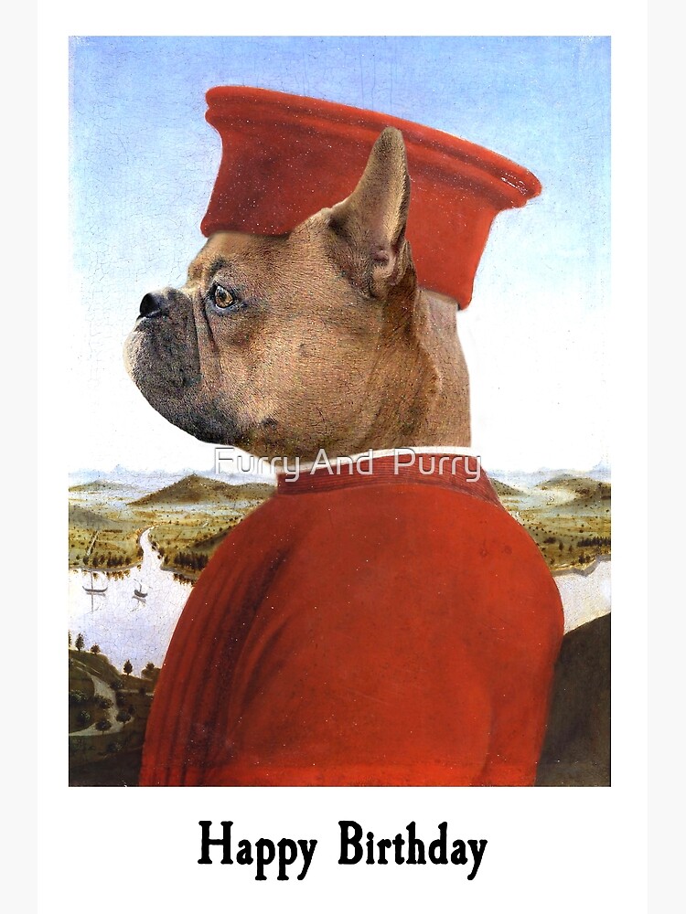 “Medieval French Bulldog Cat Birthday Card / Biglietto auguri” Greeting