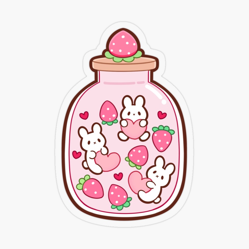 Cute strawberry bunny - Strawbunny Sticker for Sale by Yaragold