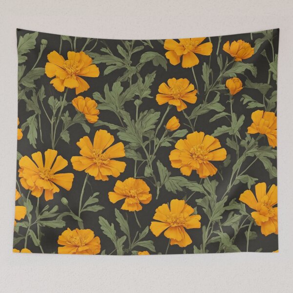 Artikelvorschau, Orangefarbenes Ringelblumenmuster entworfen und verkauft von SynthiPrint.