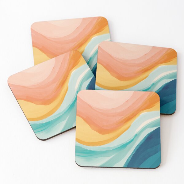 Item preview, Pink, Yellow, Blue, Watercolor Abstract Sunrise Waves designed and sold by morgansgoods.