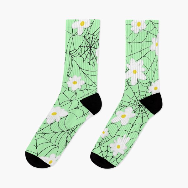 Item preview, Creepy Cobwebs and Pretty Daisies over Slime Green designed and sold by Daydreamer Alley.