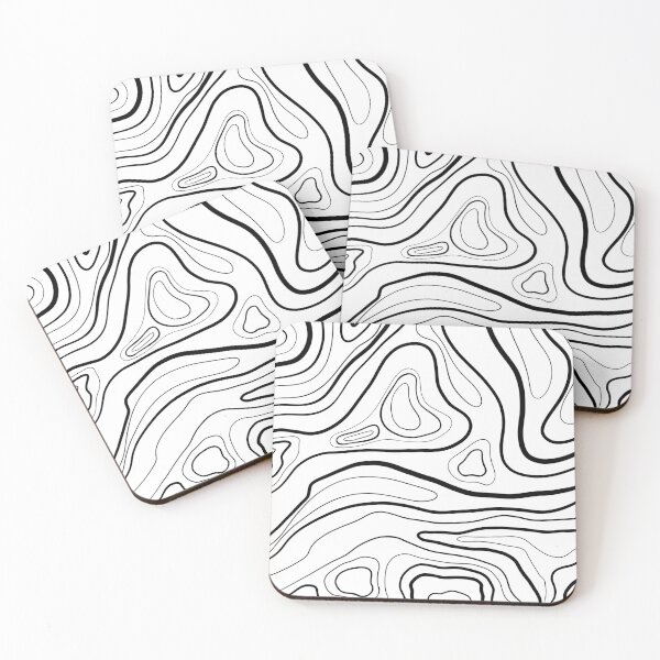 Item preview, White and Black Topographical Line Art designed and sold by art-by-soma.