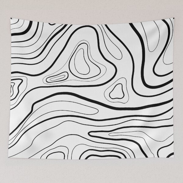 Item preview, White and Black Topographical Line Art designed and sold by art-by-soma.