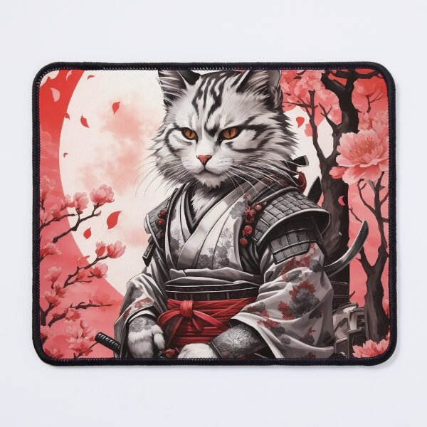 Item preview, Samurai Cat in Tranquil Reflection designed and sold by MythicalSticker.