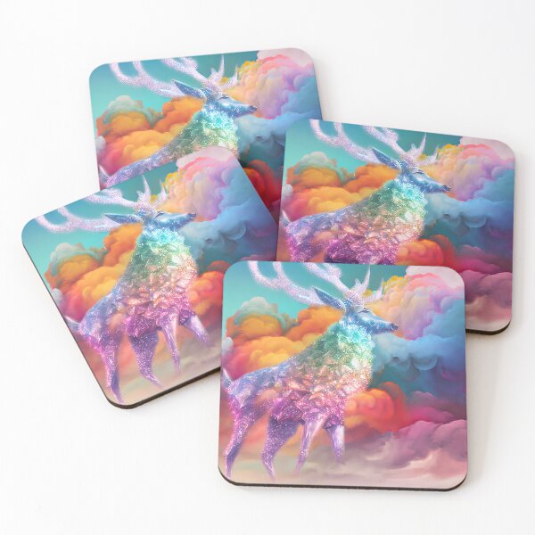 Item preview, Celestial Crystals: Glitter Deer Embracing Rainbow Clouds designed and sold by EmeraldeaArt.