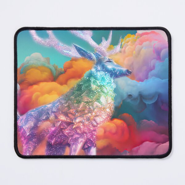 Item preview, Celestial Crystals: Glitter Deer Embracing Rainbow Clouds designed and sold by EmeraldeaArt.
