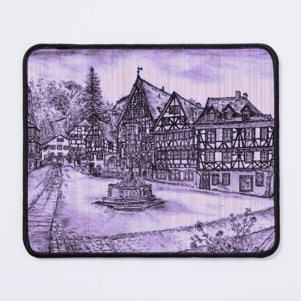 Item preview, Miltenberg Market Square Drawing, Germany, Lavender Old Photo Effect - A Timeless Tapestry of Bavarian Charm designed and sold by studioSharonKay.