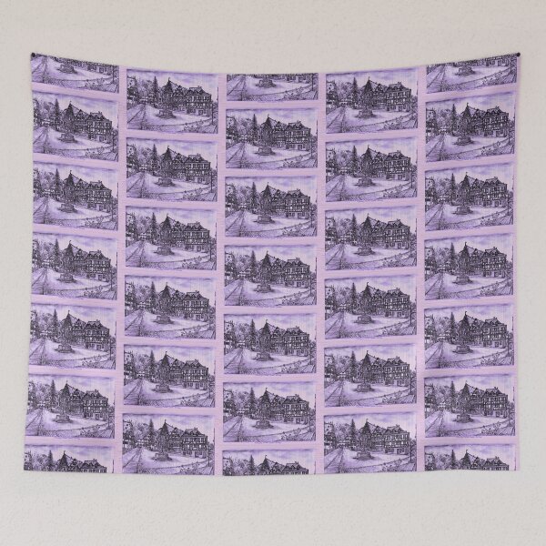 Item preview, Miltenberg Market Square Drawing, Germany, Lavender Old Photo Effect - A Timeless Tapestry of Bavarian Charm designed and sold by studioSharonKay.