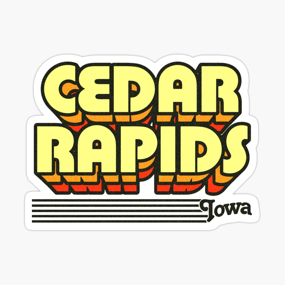 Cedar Rapids, Iowa | Retro Stripes Sticker