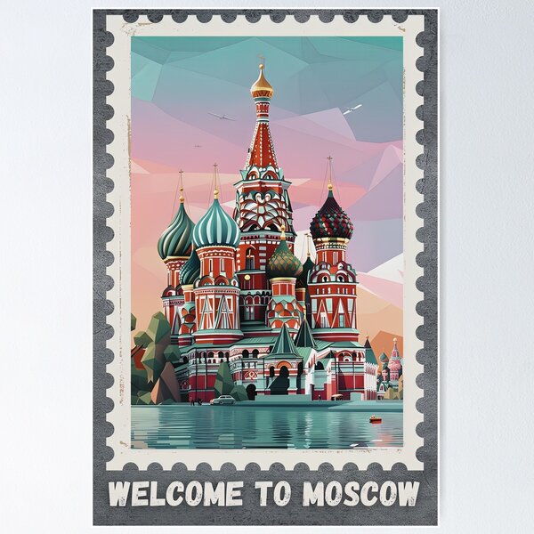 Item preview, Welcome to Moscow, Moscow retro travel poster, Moscow illustration designed and sold by Travel Memories.