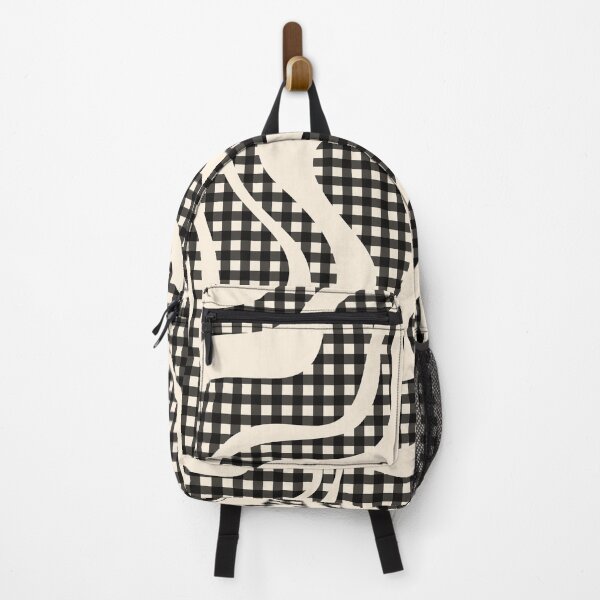 Item preview, Retro Liquid Swirl Abstract Gingham Check Pattern in Black and Almond Cream designed and sold by kierkegaard.
