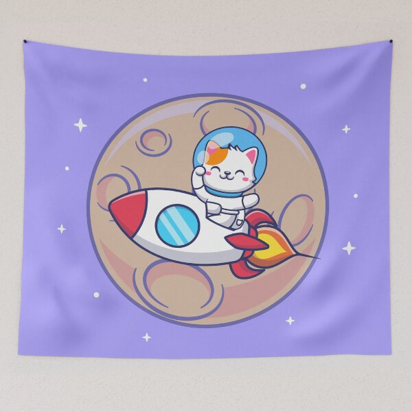 Item preview, AstroCat Adventures: Cute Cat Astronaut Riding Rocket in Space designed and sold by hjian8219.