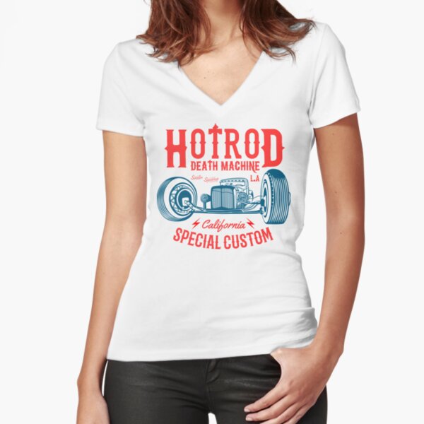Hot Rod Death Machine Fitted V-Neck T-Shirt