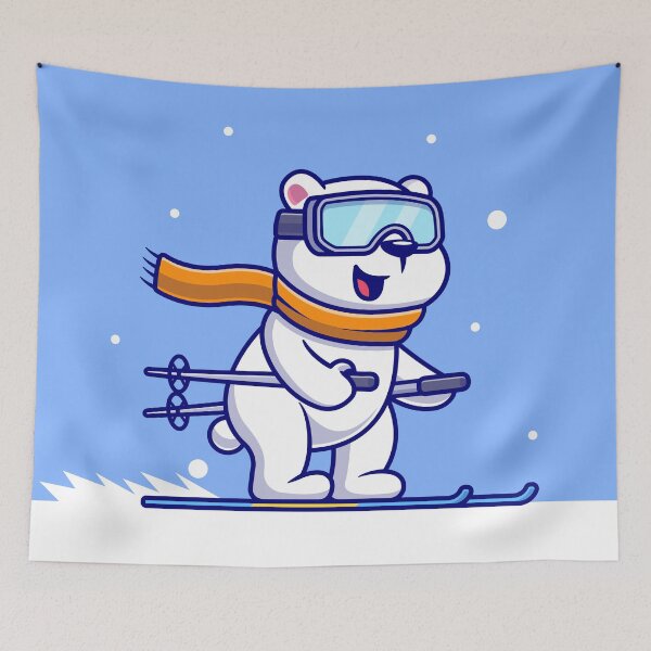 Item preview, Arctic Adventures: Cute Polar Bear Enjoying Ice Skiing designed and sold by hjian8219.