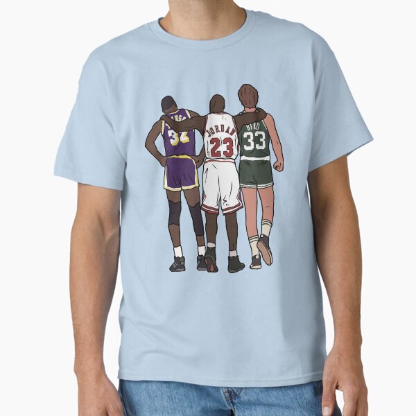 Vista previa del artículo con la obra «Magia, jordan y pájaro», diseñado y vendido por RatTrapTees.