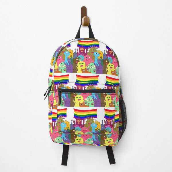 Item preview, Halloween gay pride celebration. Group of cute alien monsters with lgbtq rainbow flag. designed and sold by Nalidsa Sukprasert.