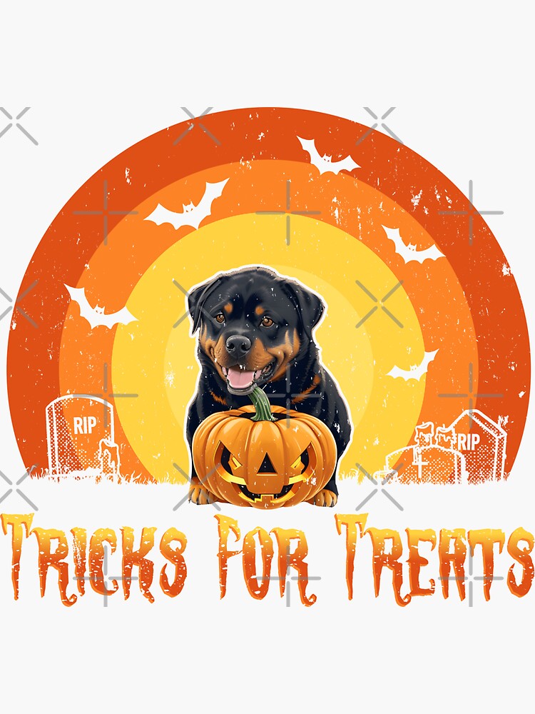 Tricks for Treats Rottweiler Halloween design for Spooky dog owners  Sticker