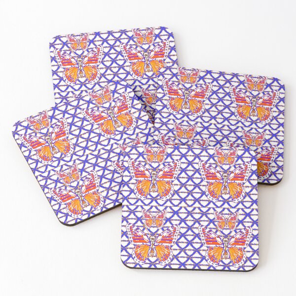 Item preview, ABSTRACT MONARCH BUTTERFLY PATTERN BLUE-WHITE ART designed and sold by sharlesart.