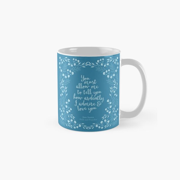 Teal And Pink Floral Jane Austen Pride And Prejudice" Mug By Bookishwonder | Redbubble