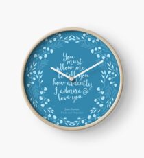 Jane Austen Stolz und Vorurteil Blumenliebe Zitat Uhr
