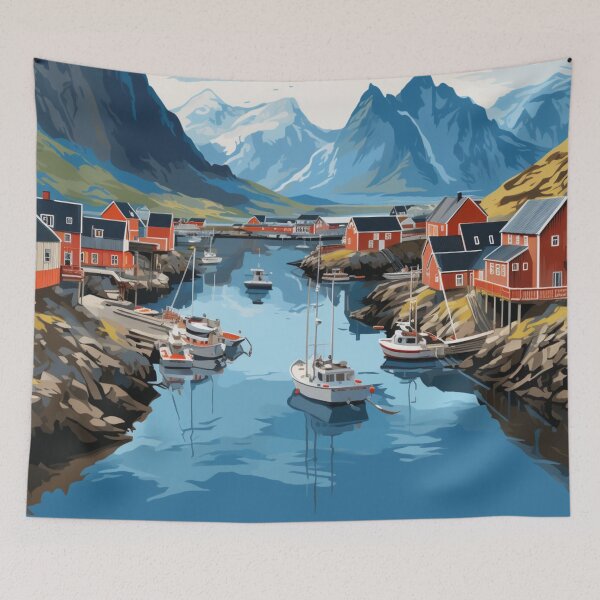 Item preview, A Pop Art Travel Print of the Lofoten Islands - Norway designed and sold by StudioRedKoala.