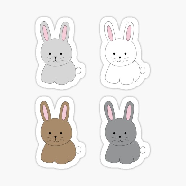 Cute Bunny Set Sticker For Sale By Friendlytulip Redbubble 