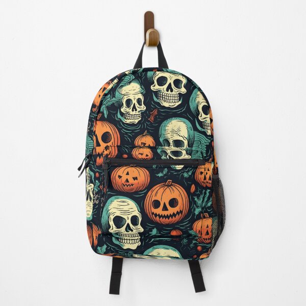 Item preview, Harmonious Halloween Fusion - Orange Pumpkins, Blue-ish Skulls, and Abstract Leaves designed and sold by trendyzcom.