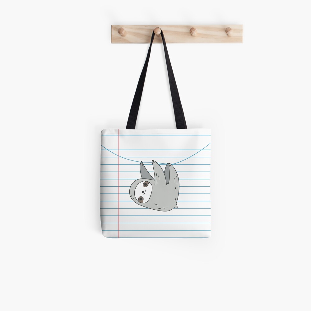 Sloth hanging on a notebook page Tote Bag