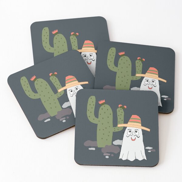 Item preview, Happy moustache ghost with cactus designed and sold by FrancesPoff.