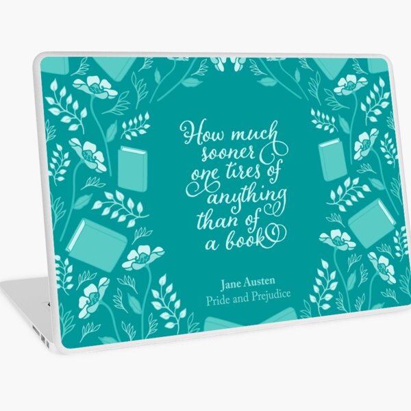 Item preview, Jane Austen Pride and Prejudice Teal Floral Bookish Quote designed and sold by Bookish and Wonderful.