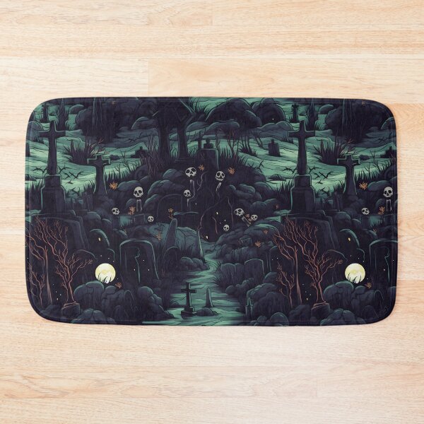 Item preview, Eerie Halloween Cemetery Scene Art Print designed and sold by trendyzcom.