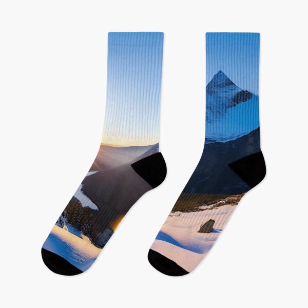 Item preview, Beautiful Snow Covered Ski Slope Mountains at Dawn with a Sunset designed and sold by helloiamskye.