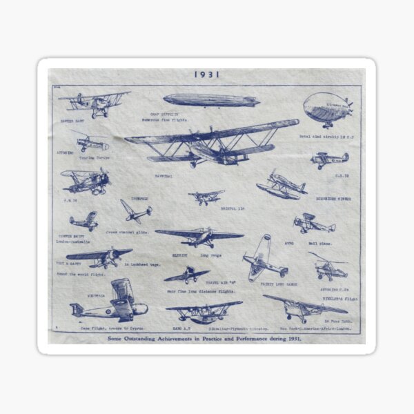 Evolution of aviation 1931 - pioneer aviation Sticker