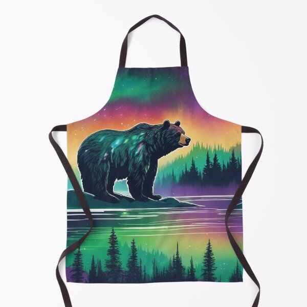 Artikelvorschau, Braunbär mit Borealis oben, Blick über einen See entworfen und verkauft von BirdsnStuff.