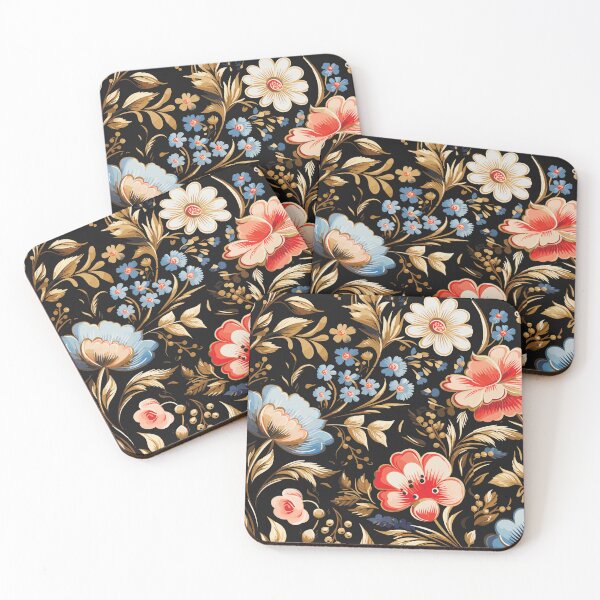 Item preview, Golden-Hued Folk Floral Artistry designed and sold by delohill.