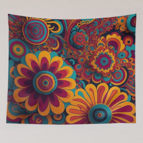 Item preview, Flower Power Colourful Flower Pattern designed and sold by druidwolfart.