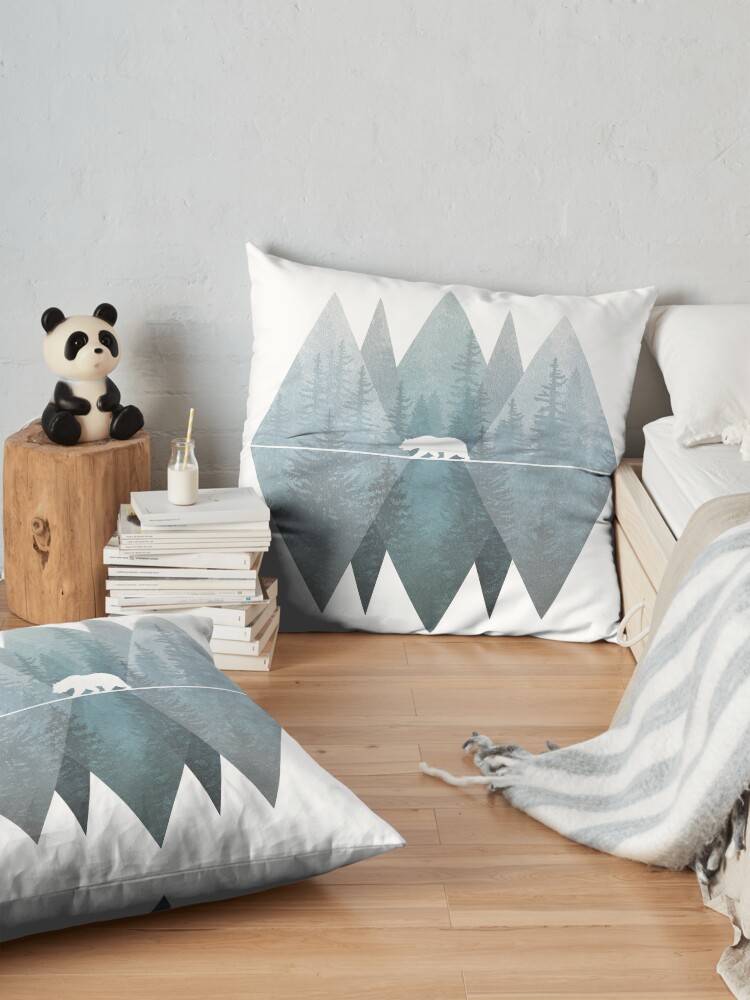 Alternate view of Misty Forest Mountain Bear Floor Pillow